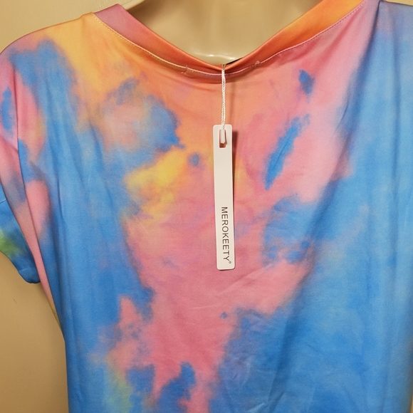 MEROKEETY Women's Summer Striped Short Sleeve T Shirt Dress Casual - Picture 6 of 11